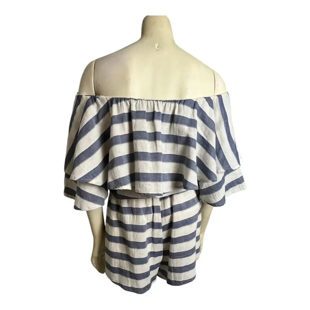 Boston Proper Nautical Breton Striped Romper Playsuit Beach Summer Cruise Vacay - Picture 4 of 6
